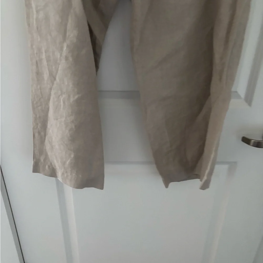 Eileen Fisher Linen Pull On Pants Elastic Neutral Minimalist - Picture 4 of 6